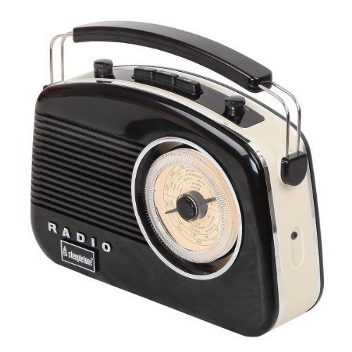 [BRIGHTONBKBT] Steepletone Brighton Portable Retro Radio | Black c/w Bluetooth