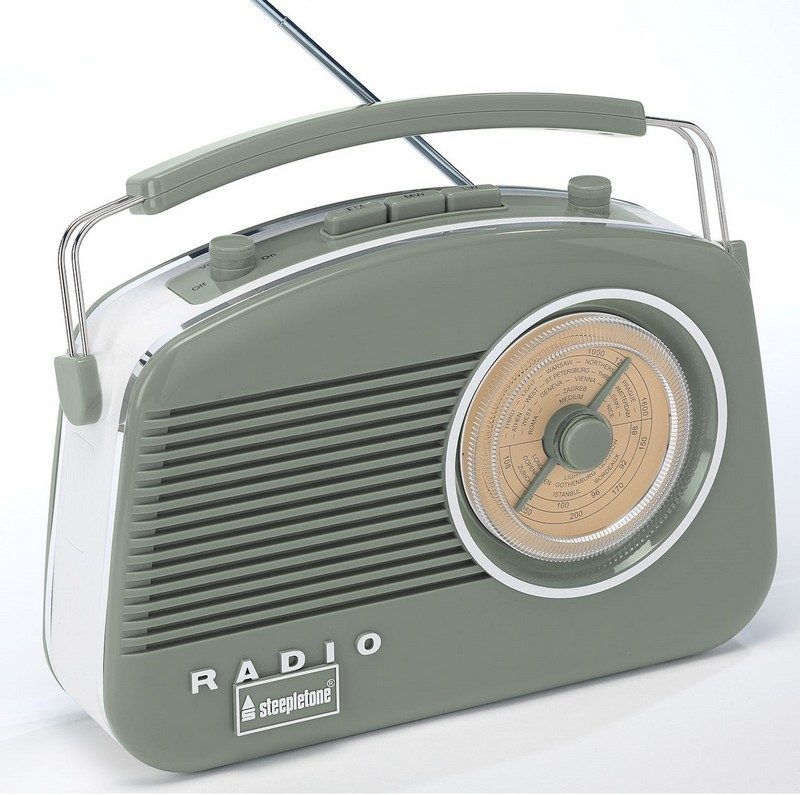 [BrightonSGBT] Steepletone Brighton Portable Retro Radio | Sage Green c/w Bluetooth