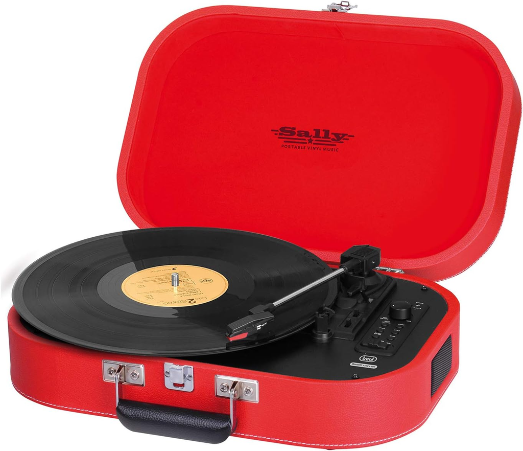 [TT1020BTRD] Trevi Vintage 'Sally' Portable Turntable Record Player, Suitcase | Red