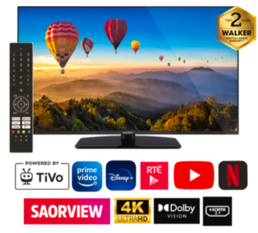 Walker 43" Borderless, 4K UHD HDR, TIVO UltraSlim Smart Television