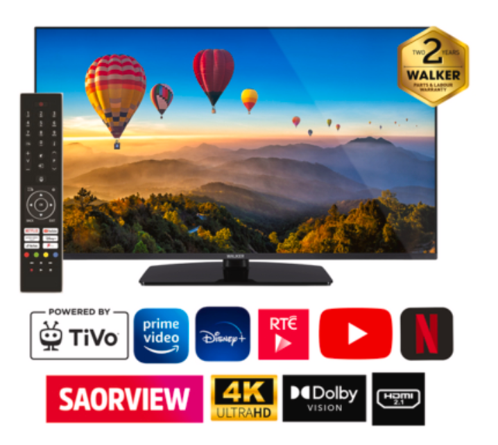 Walker 50" Borderless, 4K UHD HDR, TIVO UltraSlim Smart Television c/w TIVO