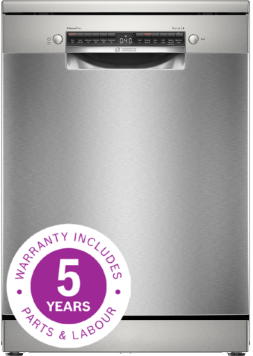 Bosch Series4 Anti Fingerprint S/Steel Free Standing Dishwasher with VarioFlex | 5 Year Warranty