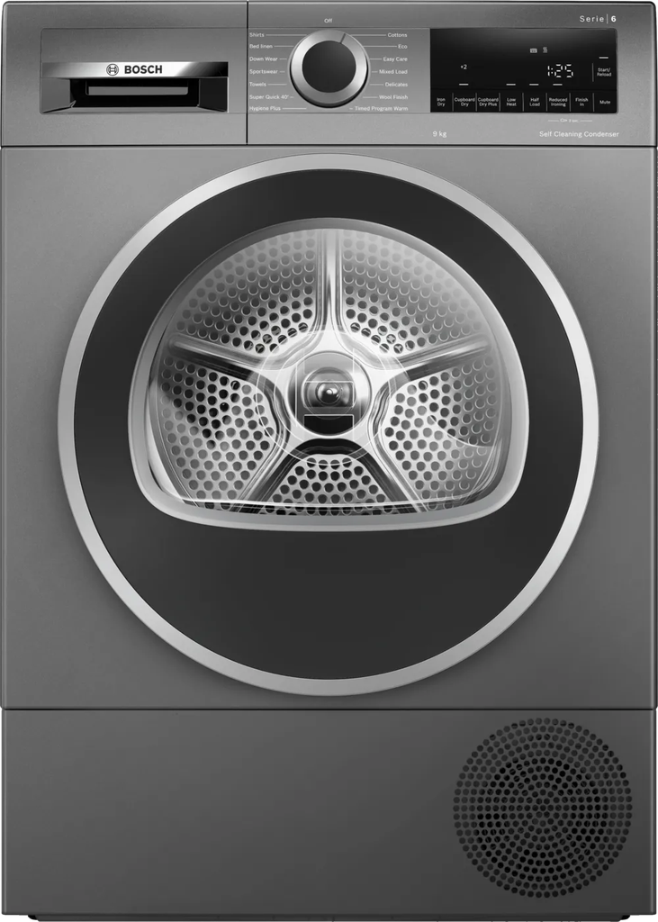 [WQG245R1GB] Bosch Series6 Cast Iron Grey 9kg Heat Pump Tumble Dryer | 5 Year Warranty