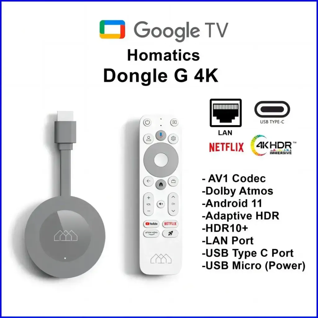 [034908] Homatice Dongle G 4K HD ChromeCast with Google TV