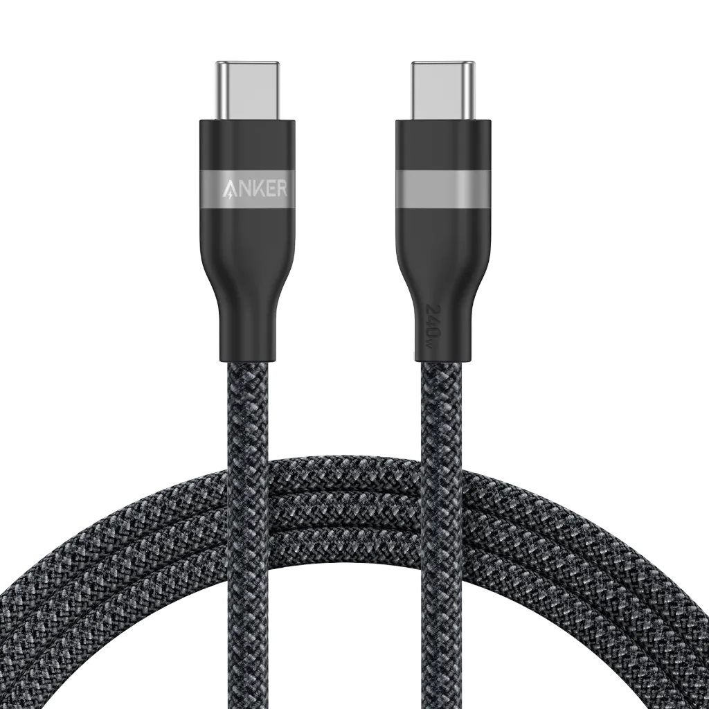 Anker USB-C to USB-C Cable (240W, Upcycled-Braided) | Black