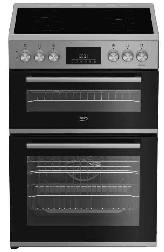 Beko Silver 60cm Double Oven Ceramic Cooker c/w SimplySteam™