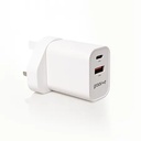 Groov-e 20w Dual Plug In USB-C & USB-A Charger with Travel Adaptor Plugs